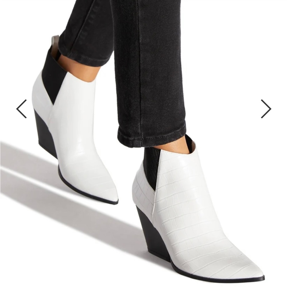 ShoeDazzle - Niko Croc Embossed Block Heel Ankle Bootie - Picture 4 of 12
